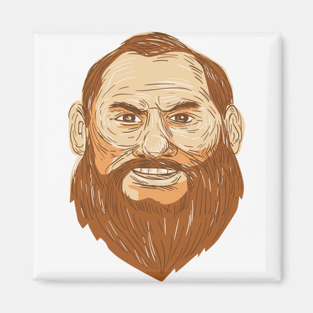 Íman Retrô de cara de barba (Frente)