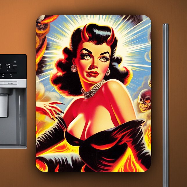 Íman Retro Devilish Pinup (Criador carregado)
