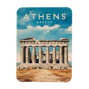 Íman Retro do Partenon da Grécia de Atenas viagens vint