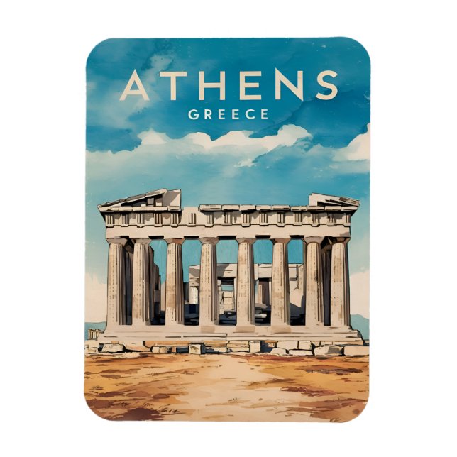 Íman Retro do Partenon da Grécia de Atenas viagens vint (Vertical)