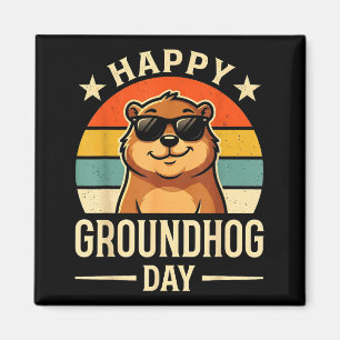 Íman Retro Feliz Dia do Groundhog Legal Dia do Ground H