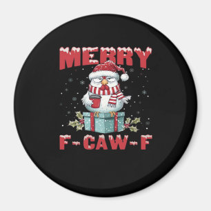 Íman Retro Feliz Natal F-Caw-F Frango