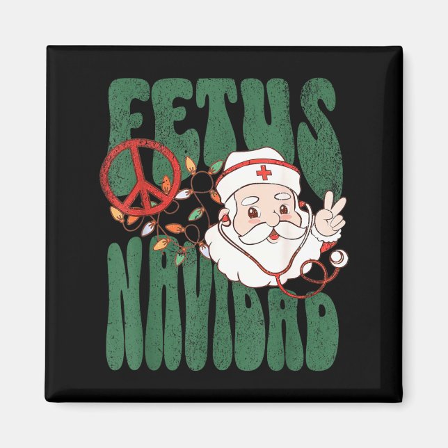 Íman Retro Fetus Navidad Santa Claus Christmas Obgyn Nu (Frente)