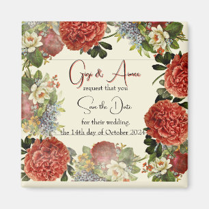 Íman Retro Floral BOHO Casamento Salve as Imagens de Da