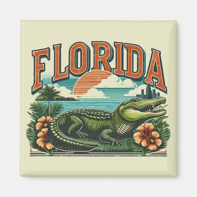 Íman Retro Florida Alligator (Frente)