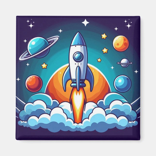 Íman Retro, foguete espacial (Frente)