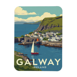 Íman Retro Galway Ireland Viagem Souvenir Magnet