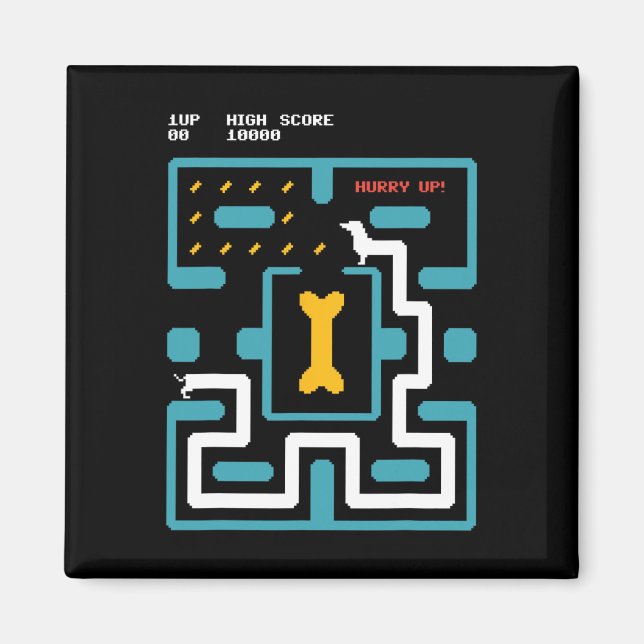 Íman Retro Gaming Console Video Game Dog 80s Arcade  (Frente)