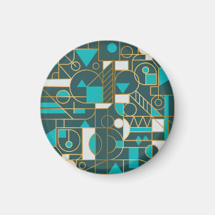 Íman Retro Geométrico: Trabalho de arte minimalista.