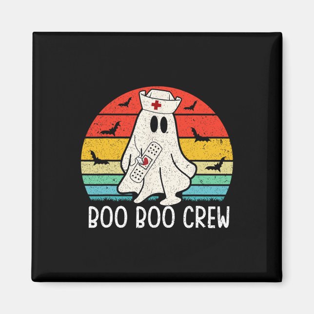 Íman Retro Ghost Boo Boo Crew Mulheres Enfermeiras Enfe (Frente)