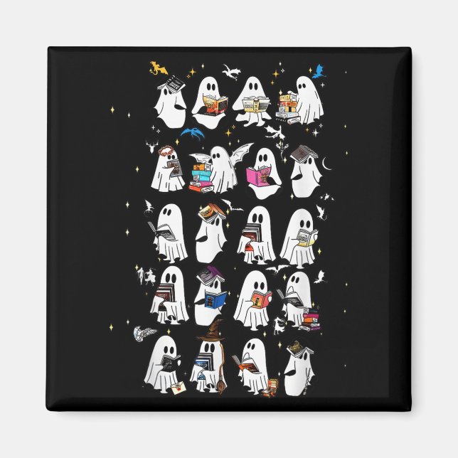Íman Retro Ghost Book Fantasy Series Halloween Book Lov (Frente)