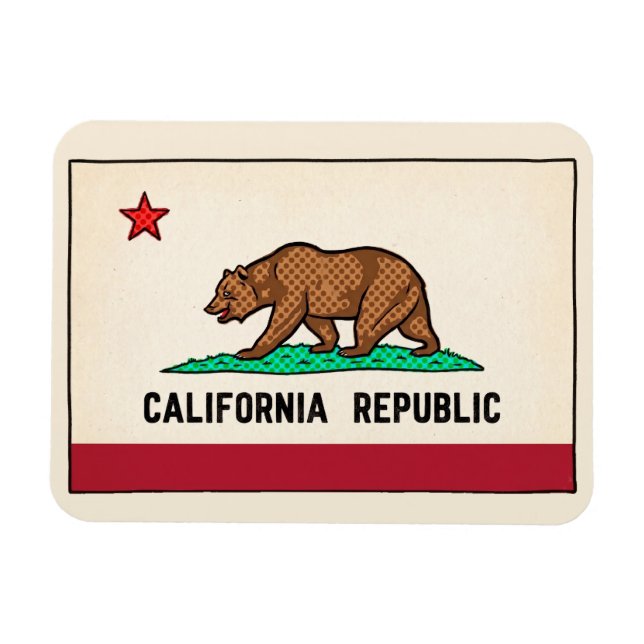 Íman Retro Golden State Urso República Califórnia (Horizontal)