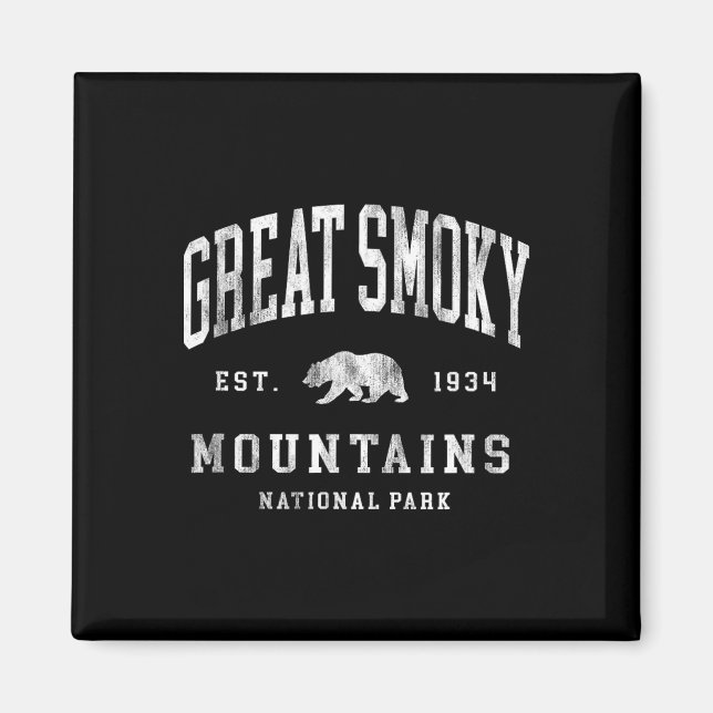 Íman Retro Great Smoky Mountains National Park Mens Wom (Frente)