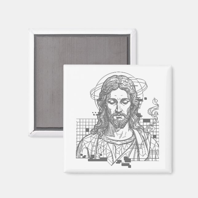 Íman Retro Grid Jesus Rei dos Reis Apocalipse 19:16 (Front/Back)