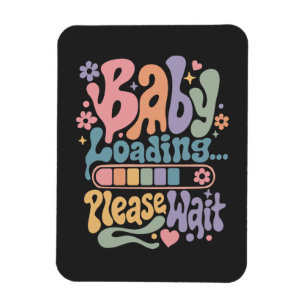 Íman Retro Groovy Bebê Carregando Por Favor Aguarde Mat