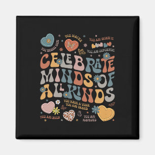 Íman Retro Groovy Celebre Mentes De Todos os Tipos Auti