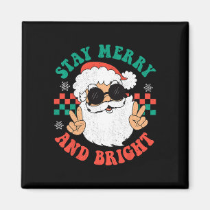 Íman Retro Groovy Feliz de Natal Fique Brilhante Hippie