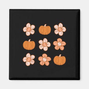 Íman Retro Groovy Halloween Fall Hippie Pumpkin Floral