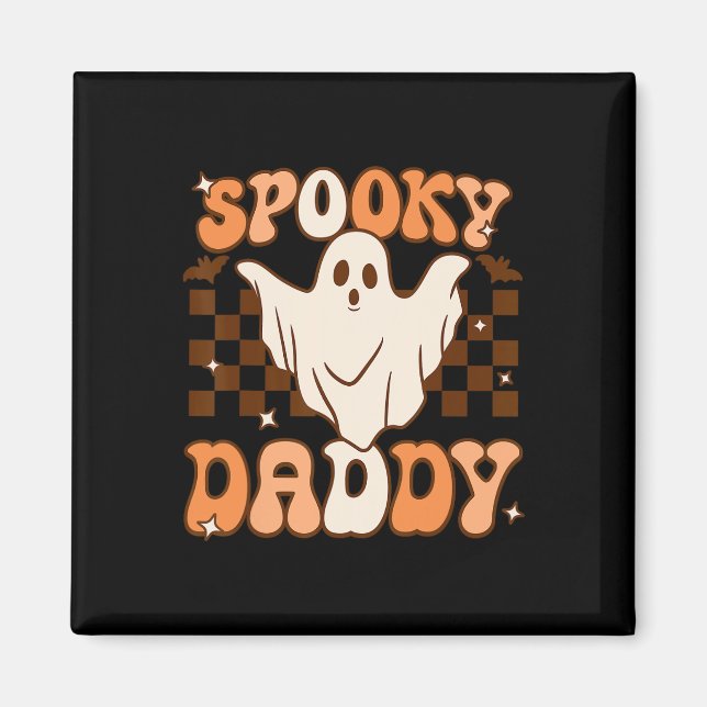 Íman Retro Groovy Halloween Ghost Spooky Figurume de Pa (Frente)