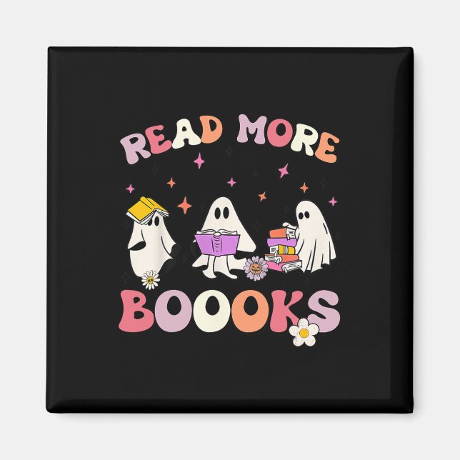 Íman retro Groovy Leia mais livros Ghost Boo ghouf Dive (Frente)