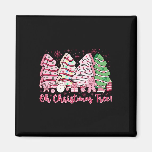 Íman Retro Groovy Rosa Oh Árvore de Natal Faz Debbie C (Frente)