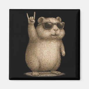 Íman Retro Guiné Pig Rock Sobre Música Homens Dotados E