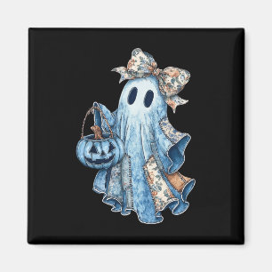Íman Retro Halloween Blue Denim Ghost Spooky Ghost Ghos