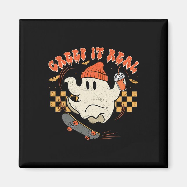 Íman Retro Halloween É Um Grande Ghost Boy Call Seaso (Frente)