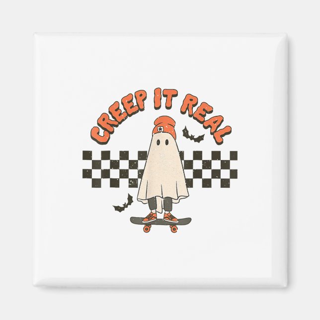 Íman Retro Halloween É Um Grande Ghost Boy Call Seaso (Frente)