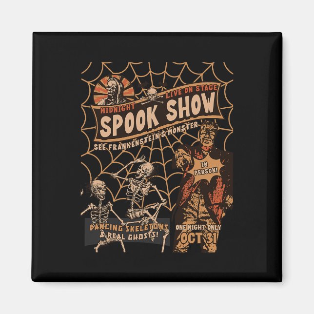 Íman Retro Halloween Skeleton Horror Monster Midnight S (Frente)