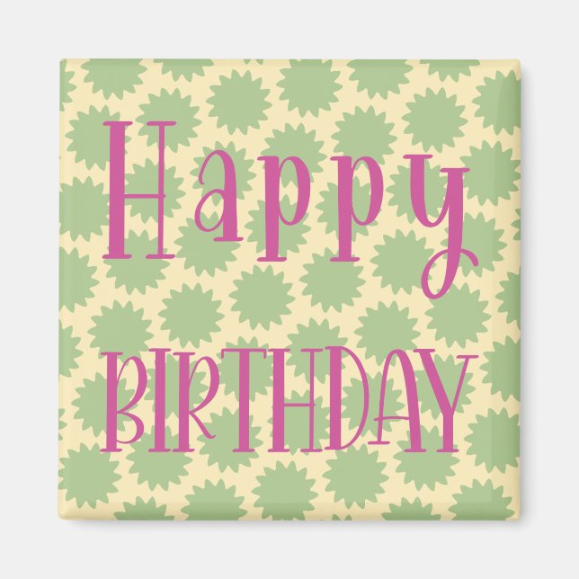 Íman Retro Happy Birthday Magnet (Frente)