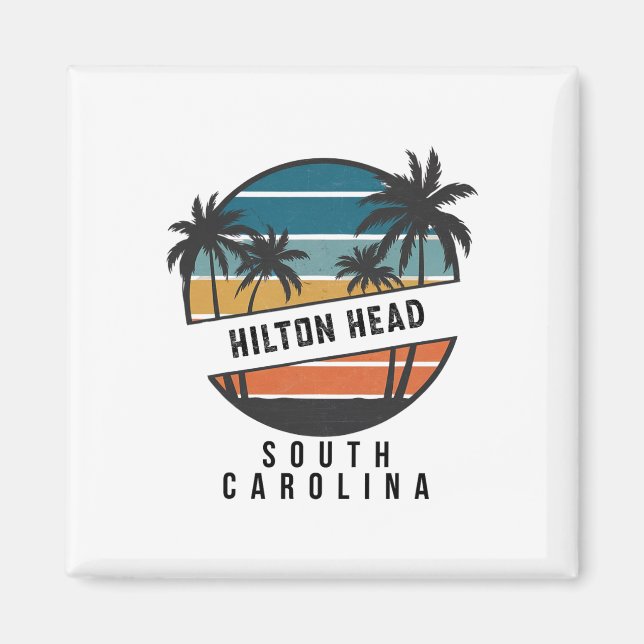 Íman Retro Hilton Head Carolina do Sul Prancha de Surfe (Frente)