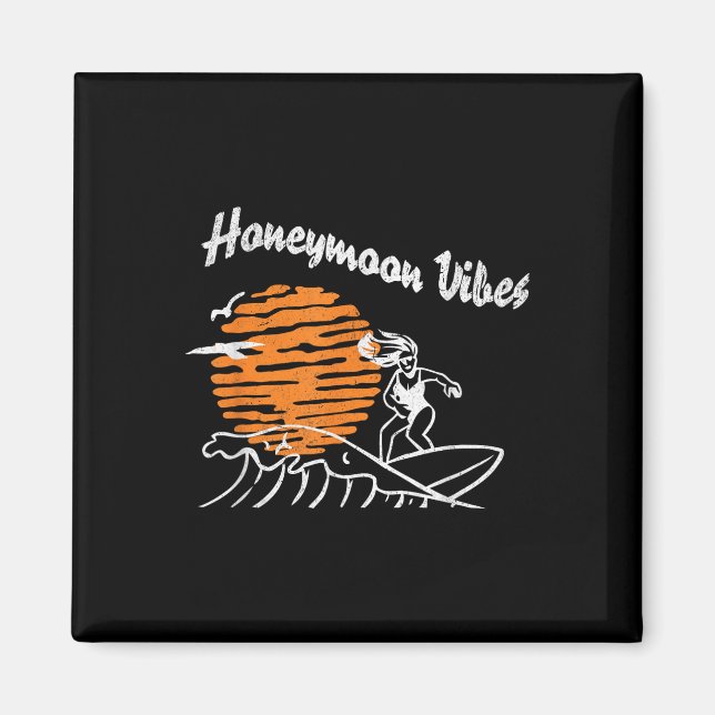Íman Retro Honeymoon Vibes New Wedde Groom Vaca (Frente)