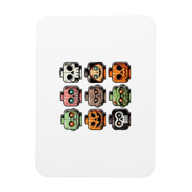 Íman Retro Horror Bricks Cabeça Assustadora Máscara de  (Vertical)