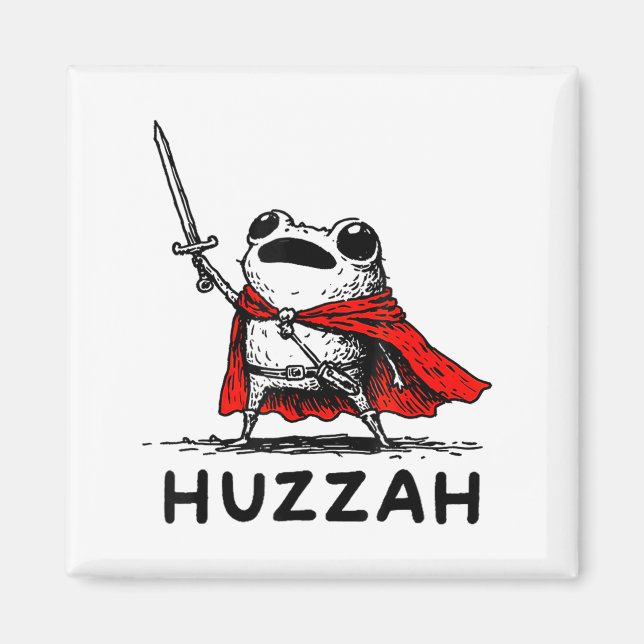 Íman Retro Huzzah Frog Knight Funny Sword Meme Quote  (Frente)