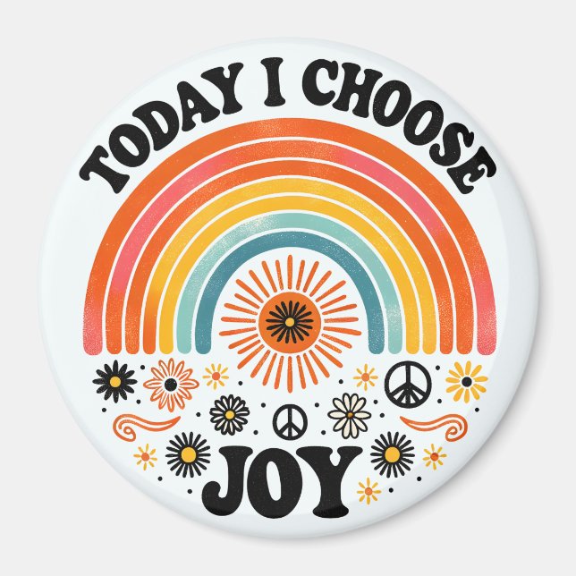 Íman Retro Joyful Rainbow Peace Magnet Choose Joy (Frente)