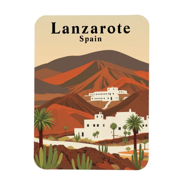 Íman Retro Lanzarote Espanha Souvenir (Vertical)