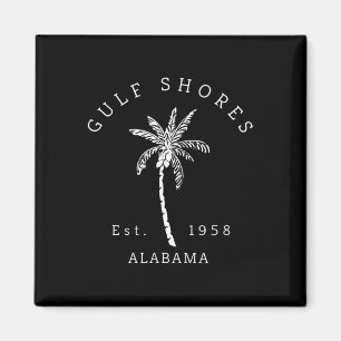 Íman Retro Legal Golfo Shores Al Beach Palm Graphic