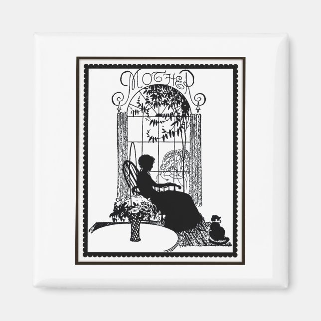 Íman Retro Madre Silhouette (Frente)