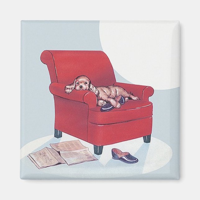 Íman Retro Magnet ~ Cocker Spaniel Dog com lipper do Pa (Frente)