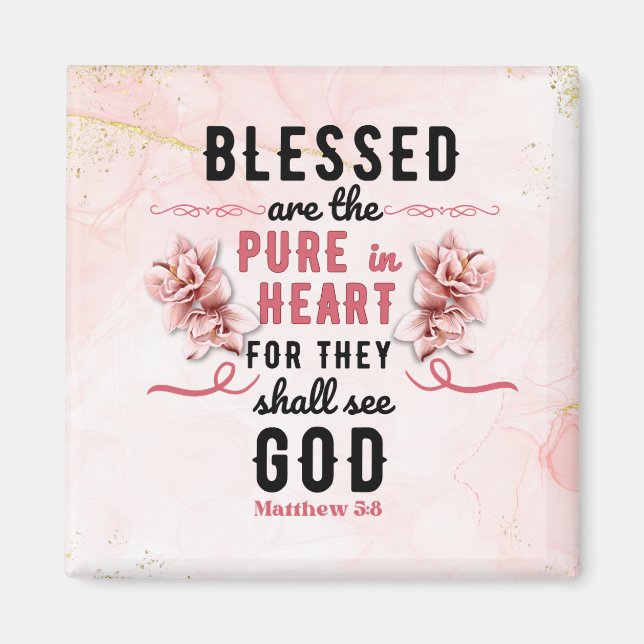 Íman Retro Matthew 5:8 Calla Lillies Watercolor (Frente)