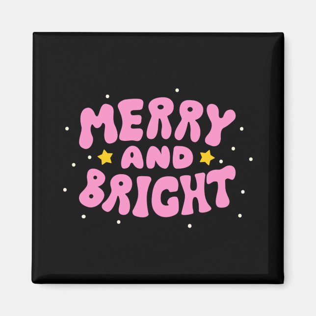 Íman Retro Merry And Bright Holiday Design  (Frente)