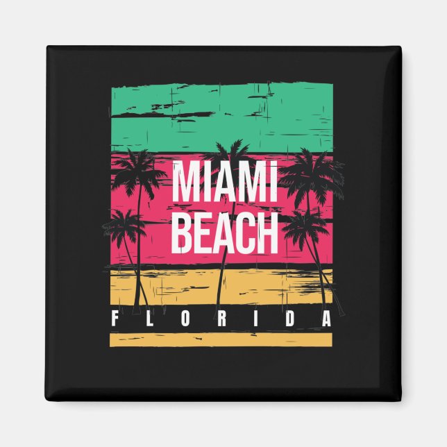 Íman Retro Miami Florida Beach Souvenir (Frente)