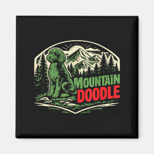 Íman Retro Montanha Doodle Amantes de Cães Vintage Ao A