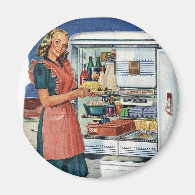 Íman Retro-Mulheres 50 Frigorífico De Cheio De Cozinha (Frente)