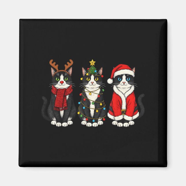 Íman Retro Natal Gato Smoking Papai Noel Rena  (Frente)