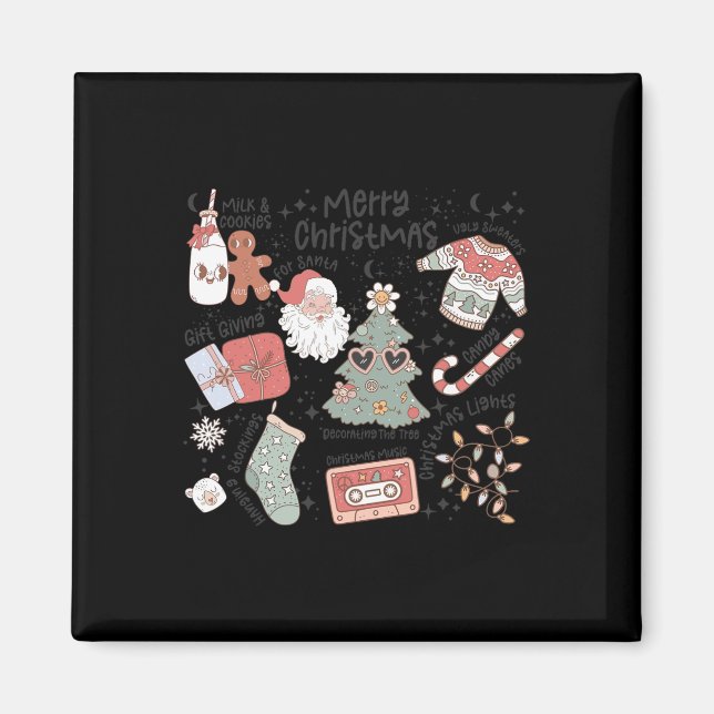 Íman Retro Natal Papai Noel Cookie Feia Natal (Frente)