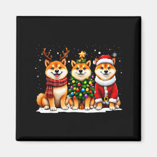 Íman Retro Natal Shiba Inu Papai Noel Rena Cão Amante