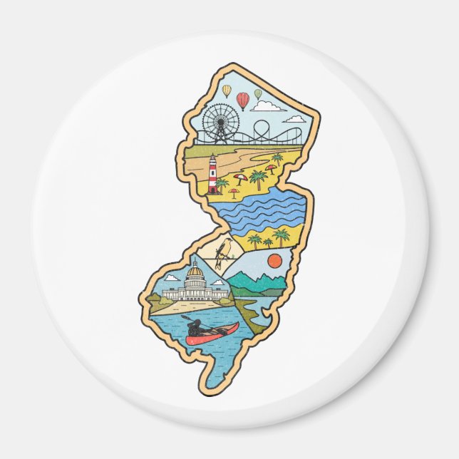 Íman Retro New Jersey Cape May Atlantic City Souvenir (Frente)