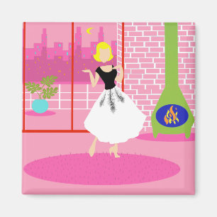 Íman Retro no ímã cor-de-rosa